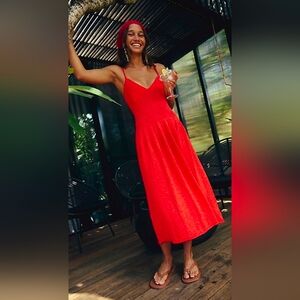 Free People Tula Sweater Midi Dress In Cherry Tomato Red